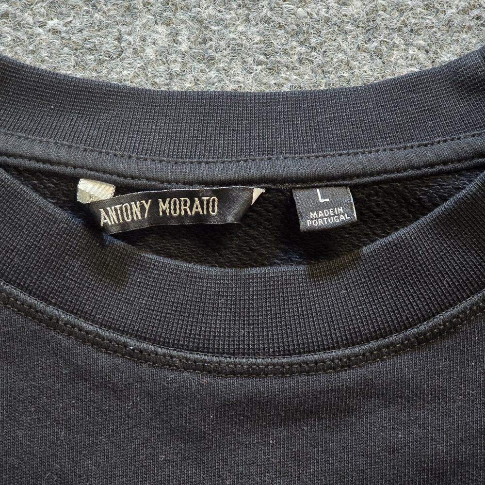Antony Morato Sweatshirt Womens Size Large Black Tiger Rhinestone Distressed Y2K - Picture 5 of 11